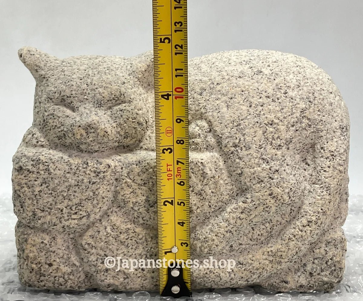 Sleeping Cat Kitten Statue Granite Stone Sculpture Handmade Japanese Garden — product photo 5 of 31