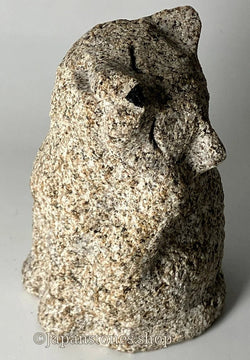a dog with its eyes tightly closed Brown Statue Granite Stone Sculpture Handmade
