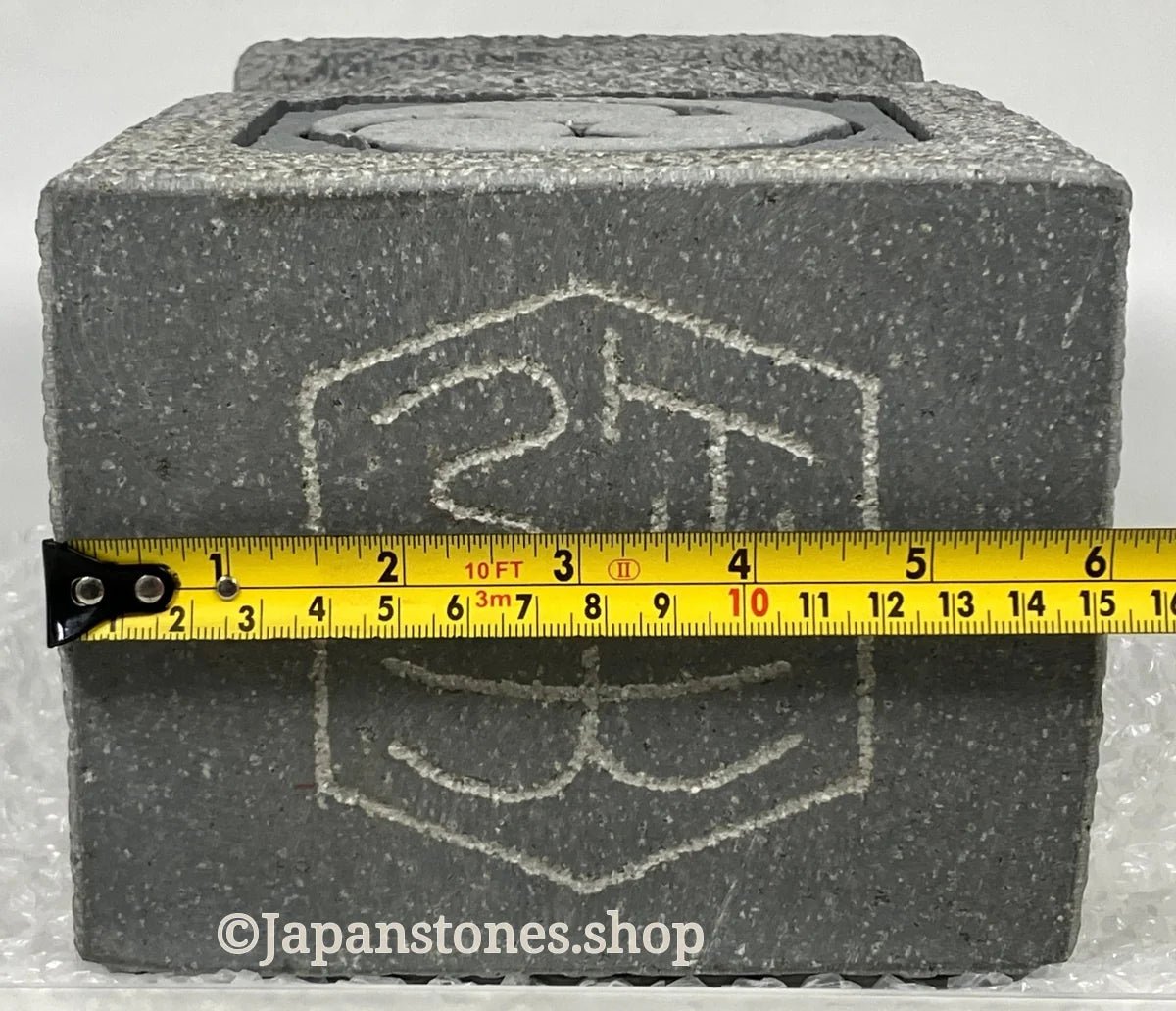 Gorinto Medium Andesite Gray Stone Three waves emblem Japanese Garden Statue — product photo 10 of 19