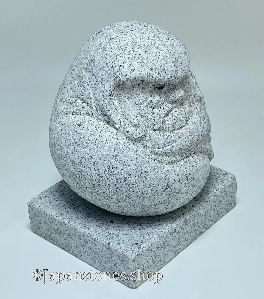 Hand-Carved Japanese Granite Daruma Statue | Hanazawa Kome Stone — product photo 18 of 24