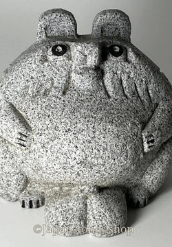 Male Tanuki Statue Hand-Carved Granite Stone Japanese Raccoon Dog