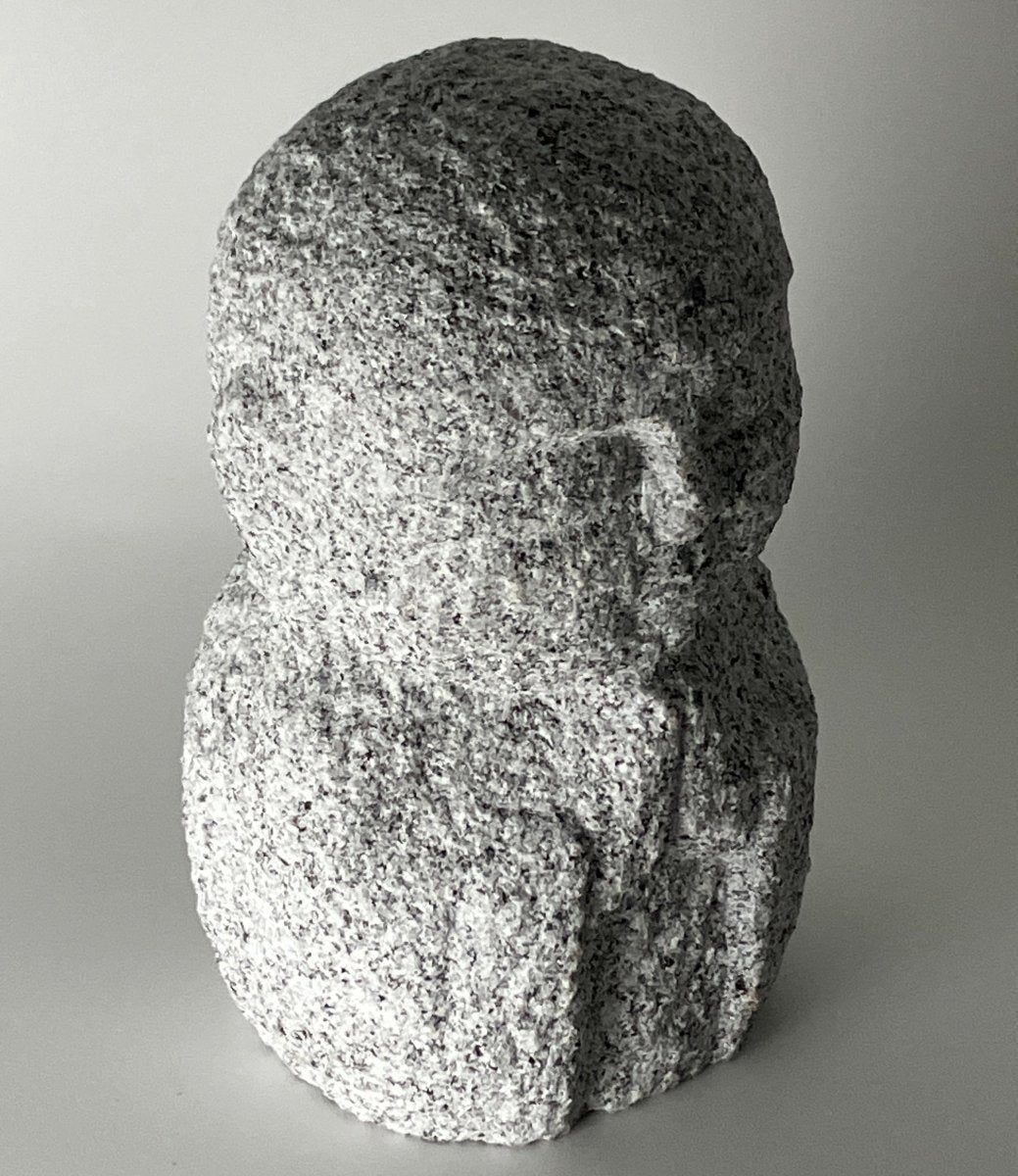 Gray Gassho Jizo Statue Aji Granite Stone Sculpture Handmade Japanese