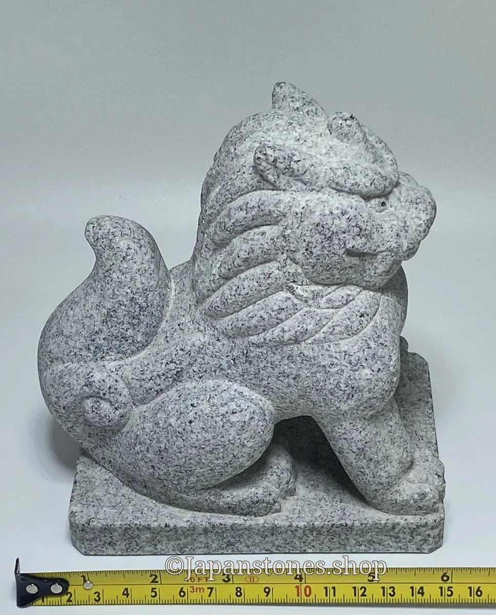 Komainu Left Guardian Lion Japanese Granite / Hanazawa Kome Stone — product photo 4 of 20