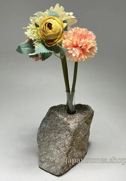 Gray Brown Japanese Granite Stone Vase | Okazaki Granite, 6 in
