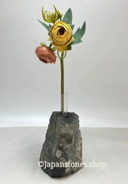 Gray Tajimi Natural Stone Vase Japanese Ornament Statue