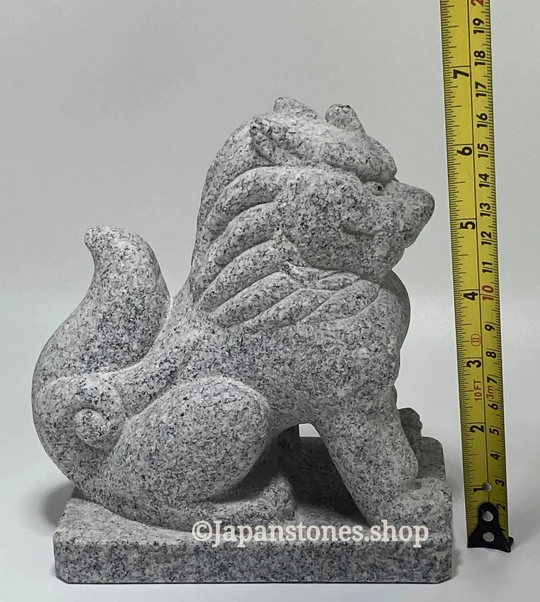 Komainu Left Guardian Lion Japanese Granite / Hanazawa Kome Stone — product photo 3 of 20