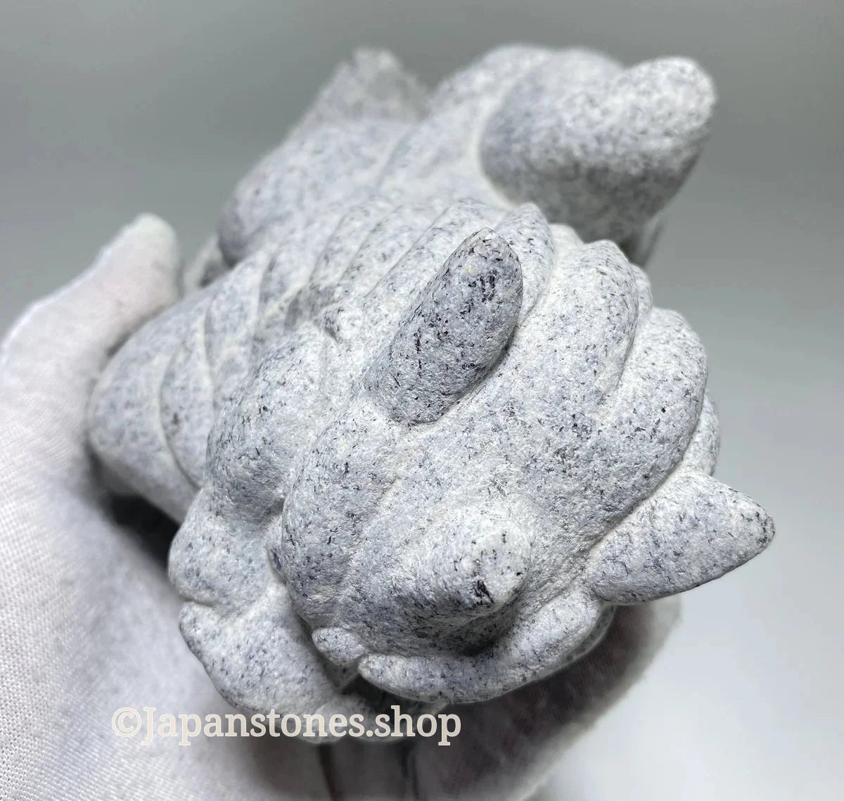 Komainu Left Guardian Lion Japanese Granite / Hanazawa Kome Stone — product photo 9 of 20