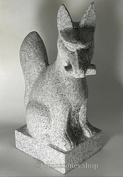 Inari Statue — Gray Granite Fox | Hanazawa Stone | Shipping from Japan | Japan