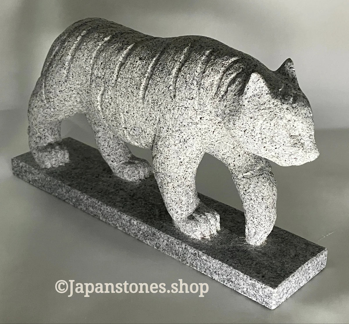 Tiger Statue Granite Gray Granite Stone Sculpture Handmade Japanese — product photo 1 of 23