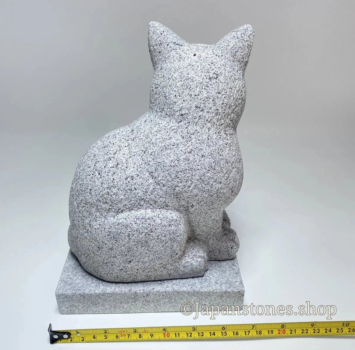 Hand-Carved Japanese Granite Sitting Cat Statue | Hanazawa Kome Stone — product photo 7 of 23