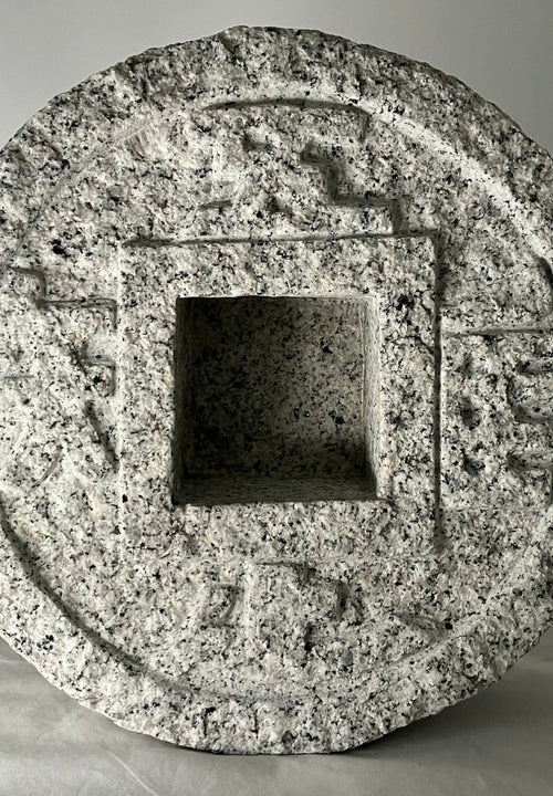 Tsukubai Chozubachi Coin Granite Stone Japanese Garden