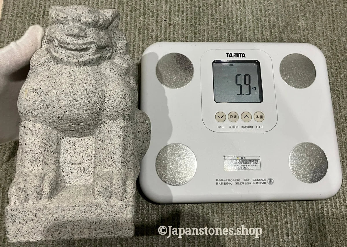 Komainu Set Statue Granite Gray Stone Sculpture Shrine Handmade Japanese Garden — product photo 15 of 36