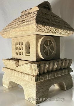 Brown Medium Sandstone Thatching Stone Lantern Tourou Handmade Japanese Garden
