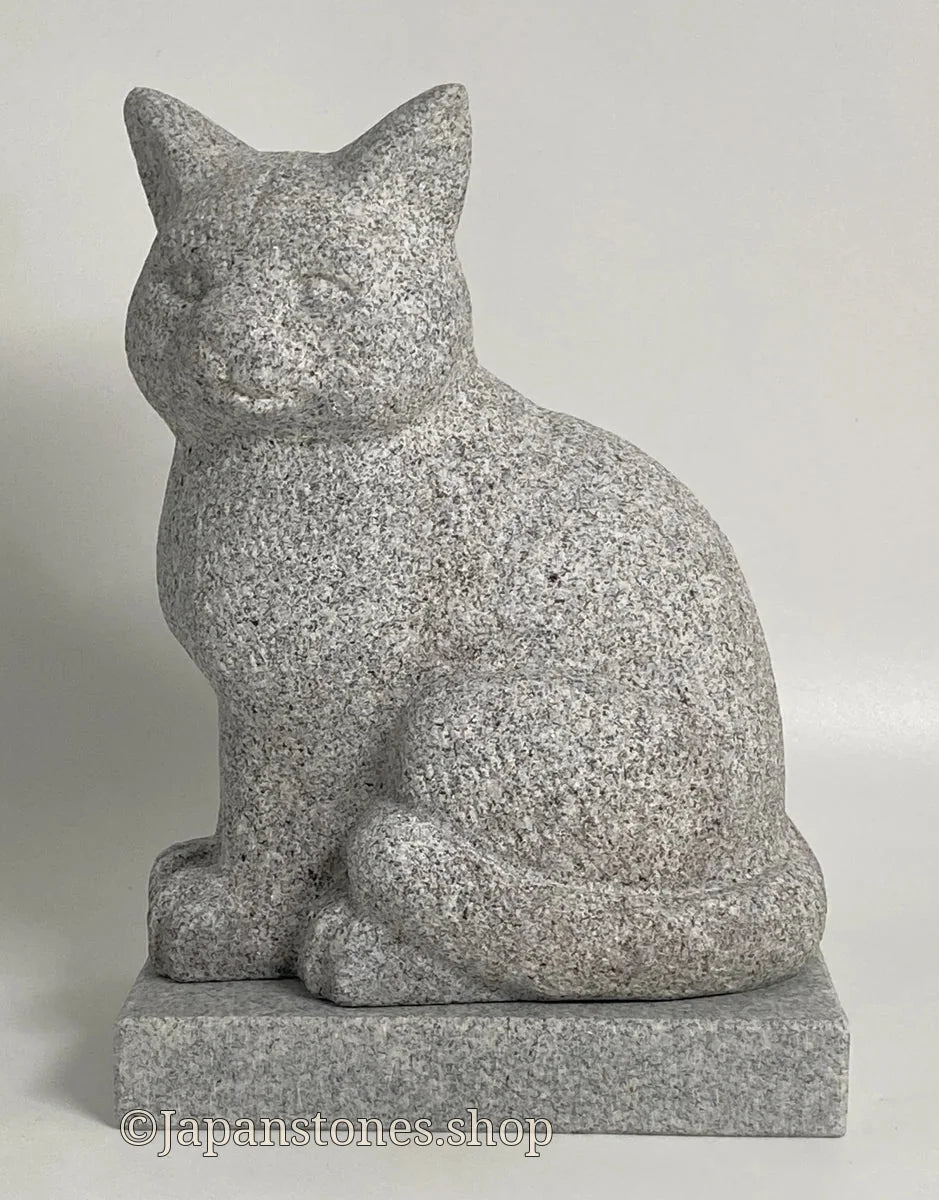 Hand-Carved Japanese Granite Sitting Cat Statue | Hanazawa Kome Stone — product photo 2 of 23