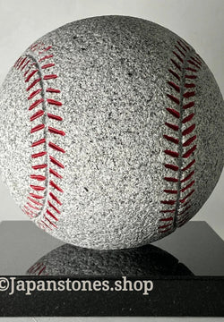 Baseball Granite Stone Ball Handmade Gray Japanese Garden Ornament Statue