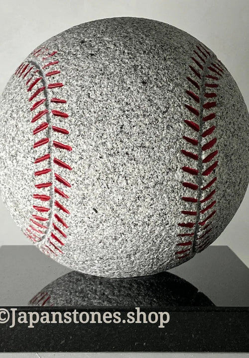 Baseball Granite Stone Ball Handmade Gray Japanese Garden Ornament Statue