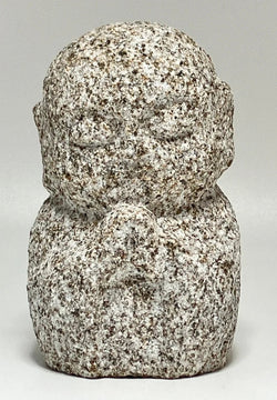 Gassho Jizo Statue Granite Aji Rust Stone Sculpture Handmade Japanese
