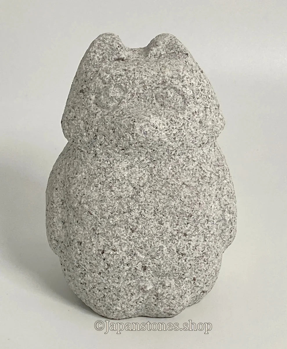 Japanese Raccoon Dog Tanuki Stone Statue | Hanazawa Granite, 4.72 in — product photo 2 of 20