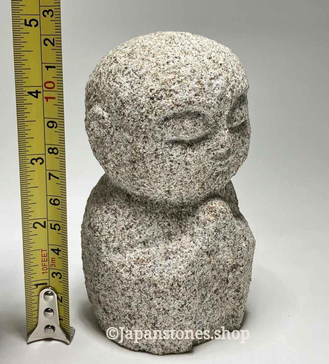 Gassho Jizo Statue Granite Aji Rust Stone Sculpture Handmade Japanese — product photo 3 of 19