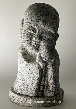 Gasshou Jizo with Globus cruciger Ojizo-Sama Granite Stone Sculpture Handmade