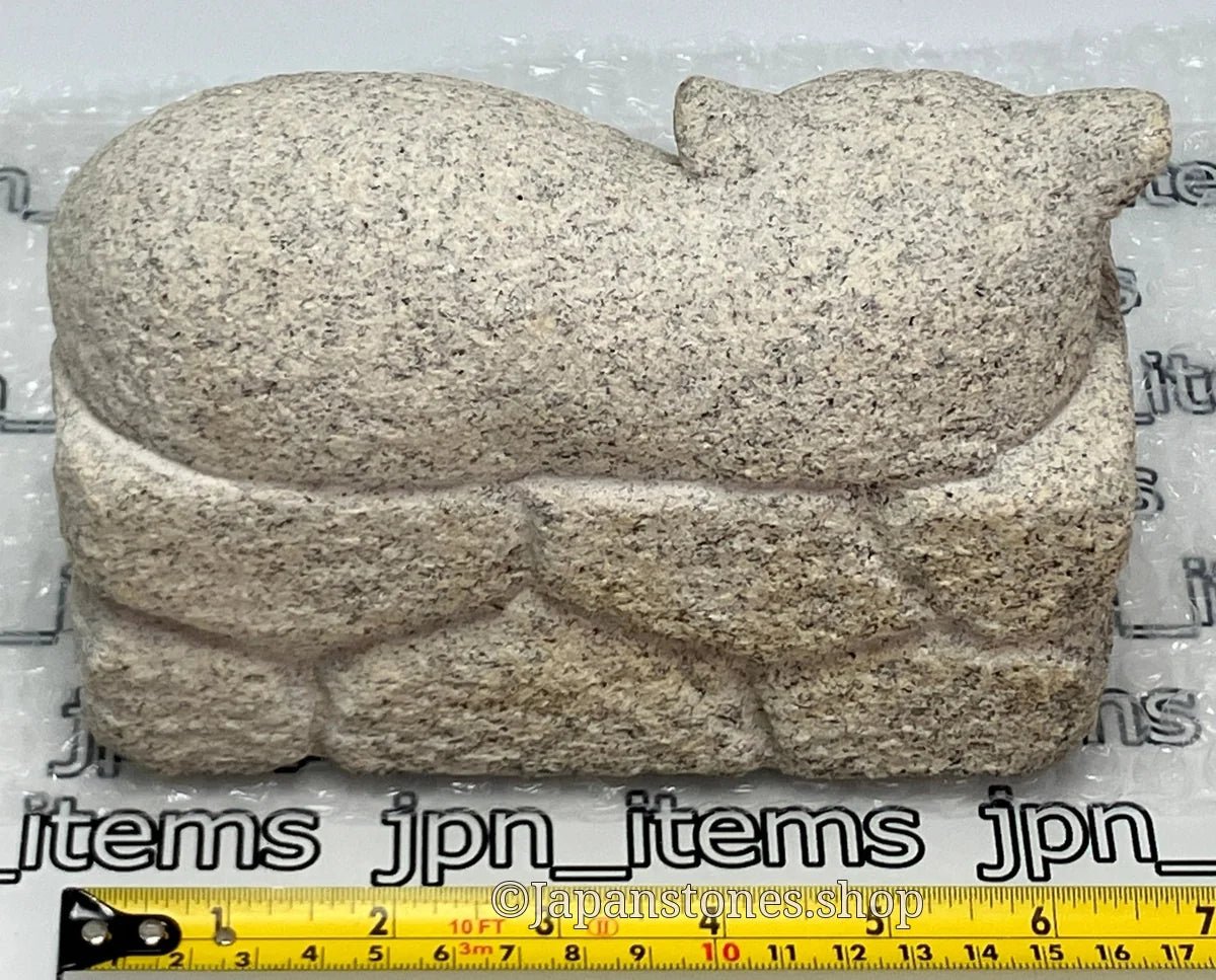Sleeping Cat Kitten Statue Granite Stone Sculpture Handmade Japanese Garden — product photo 7 of 31