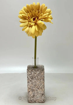 Gray Pink Mannari Stone Granite Vase Japanese Ornament Statue