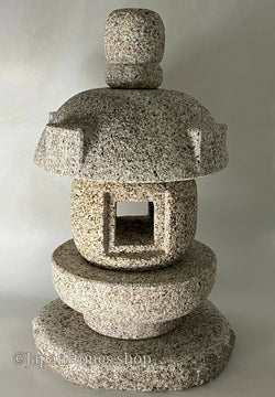 Zen Small Misaki Stone Lantern Beige Granite Japanese Garden Ornament Statue