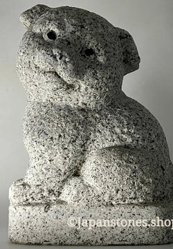 Puppy Dog Statue Granite Gray Stone Sculpture Handmade Japanese Garden