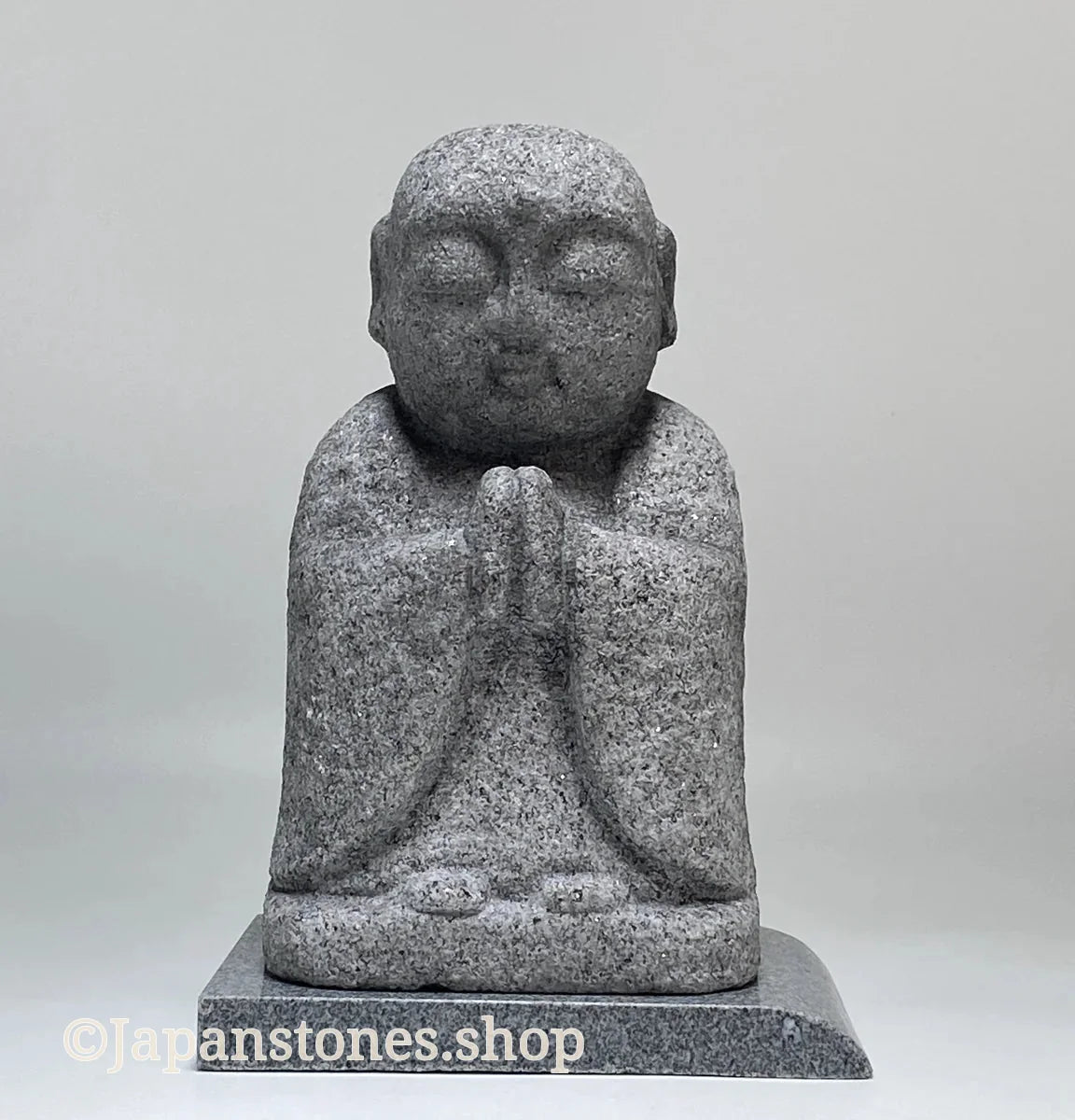 7.87 in Japanese Gassho Jizo Statue | Hanazawa Kome Granite Stone — product photo 3 of 24