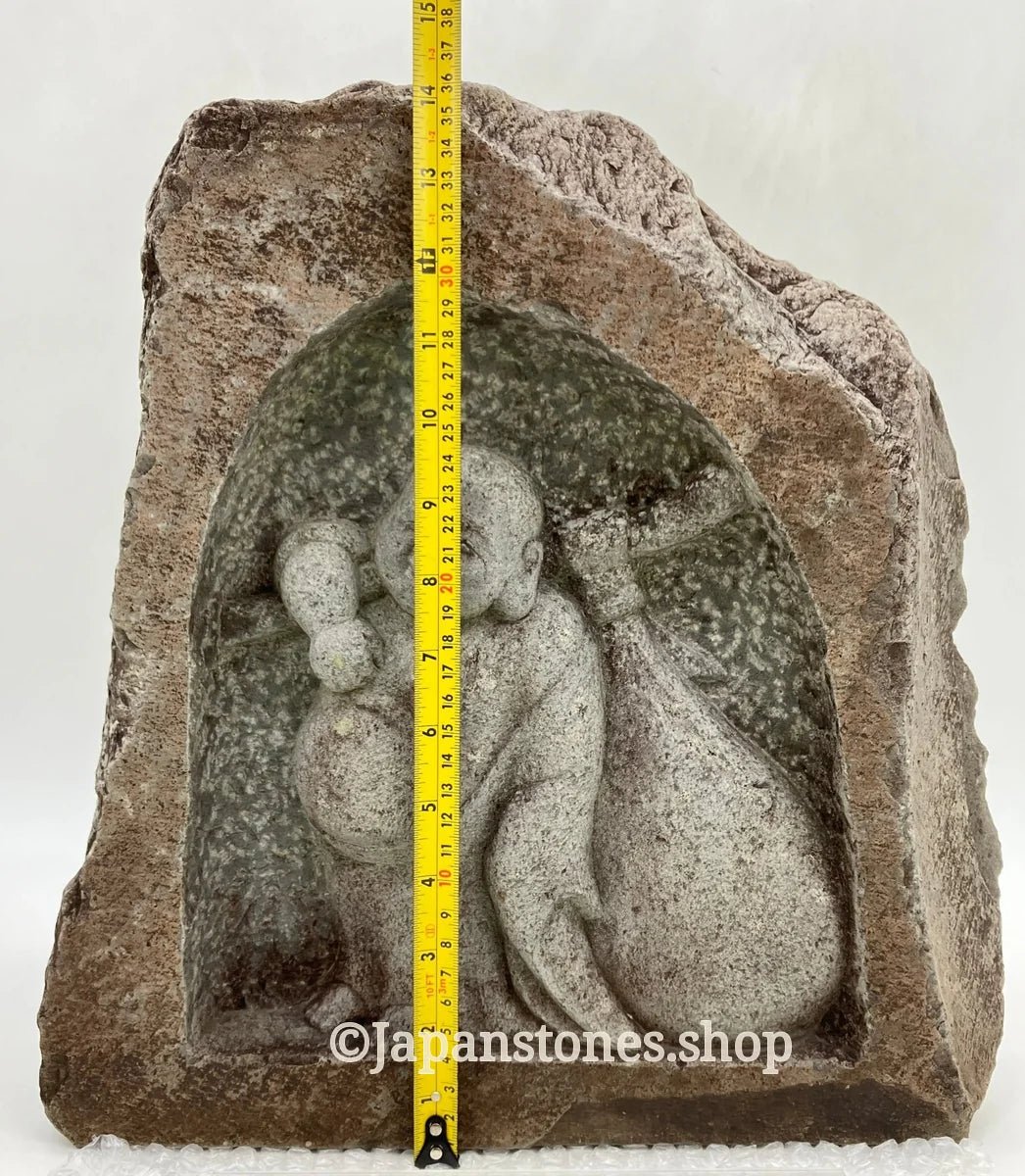 Budai Seven Lucky Gods Jizo Granite Stone Sculpture Handmade Japanese Garden — product photo 3 of 29