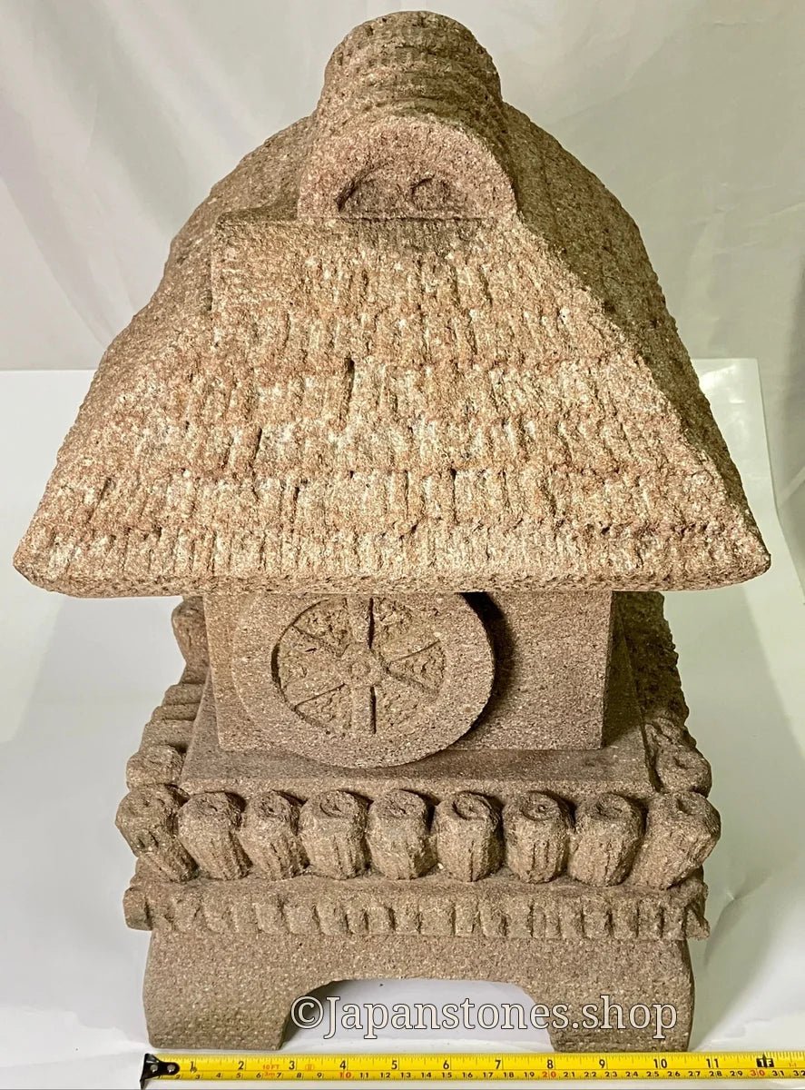 Brown Medium Sandstone Thatching Stone Lantern Tourou Handmade Japanese Garden — product photo 6 of 27