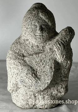 Seven Lucky Gods Jizo Benzaiten Gray Granite Stone Sculpture Japanese Garden