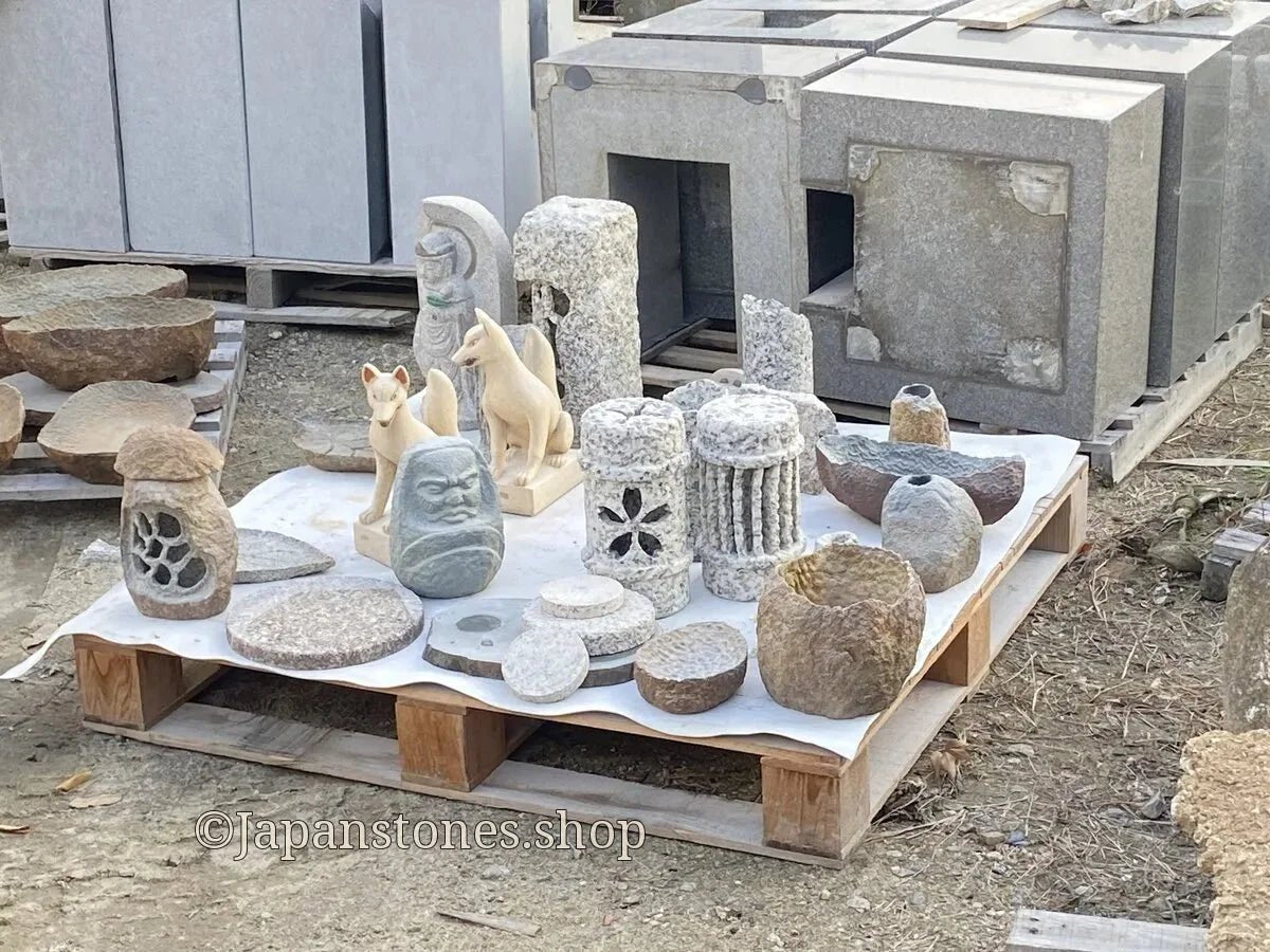 Mannari Granite Stone Gorinto Pink Gray 13 inch Japan Stone Craft — product photo 22 of 25