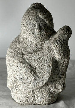 Seven Lucky Gods Jizo Benzaiten Gray Granite Stone Sculpture Japanese Garden