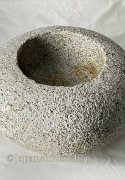 Tetsubin Style Gray Small Granite Stone Water Bowl Chozubachi Japanese Garden