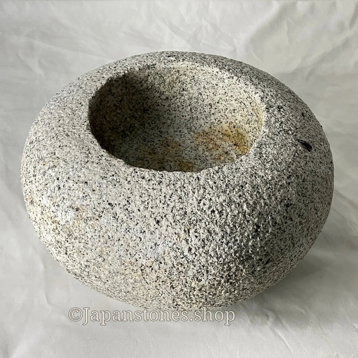 Tetsubin Style Gray Small Granite Stone Water Bowl Chozubachi Japanese Garden — product photo 1 of 21