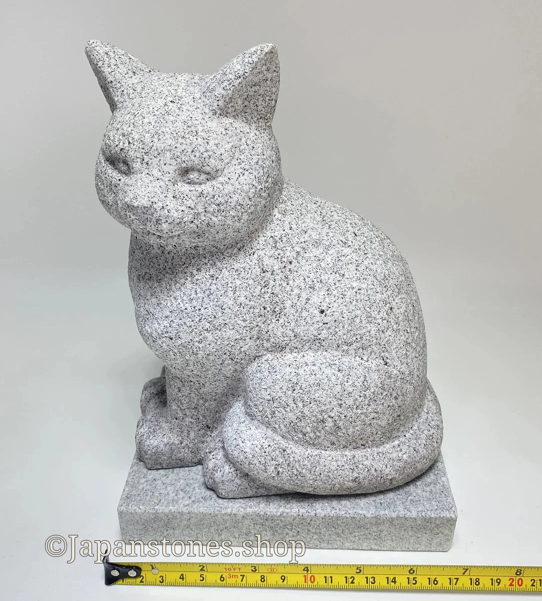 Hand-Carved Japanese Granite Sitting Cat Statue | Hanazawa Kome Stone — product photo 4 of 23