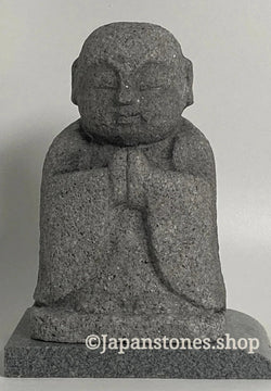 7.28 in Japanese Gassho Jizo Statue | Hanazawa Kome Granite Stone