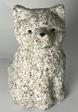 Gray Shiba Inu Dog Statue Granite Stone Sculpture Handmade Japanese Garden