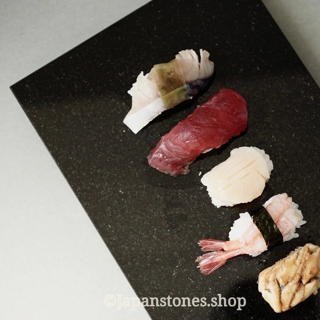 Sushi Kaiseki Sushigeta Food Plate India Granite Black Stone Japan — product photo 17 of 29