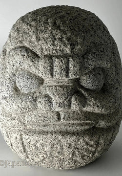 Zen Daruma Statue Carved from Natural Granite Stone Handmade Japan