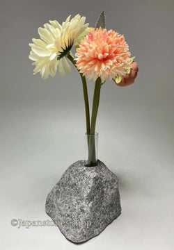 Gray Japanese Granite Stone Vase | Okazaki Granite, 5.5 in
