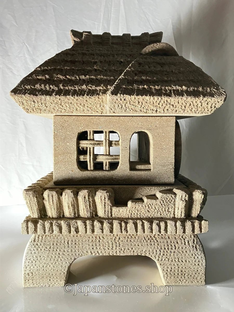 Brown Medium Sandstone Thatching Stone Lantern Tourou Handmade Japanese Garden — product photo 25 of 27