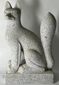 Inari Statue (Right) — Gray Granite Stone Fox | Shipping from Japan
