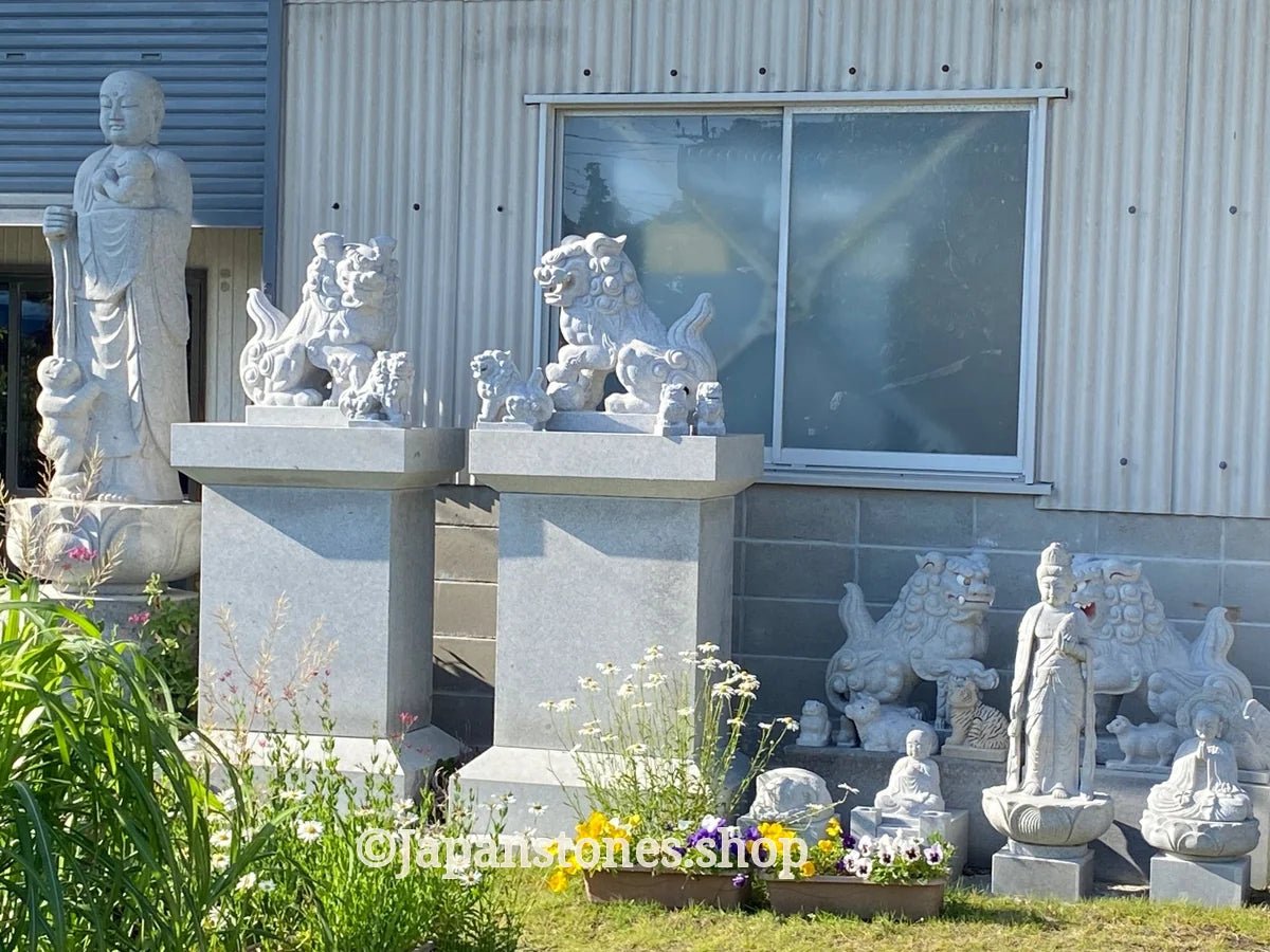 Komainu Left Guardian Lion Japanese Granite / Hanazawa Kome Stone — product photo 20 of 20