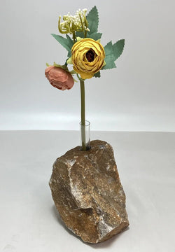 Brown Rust Hazu Natural Stone Vase Japanese Ornament Statue