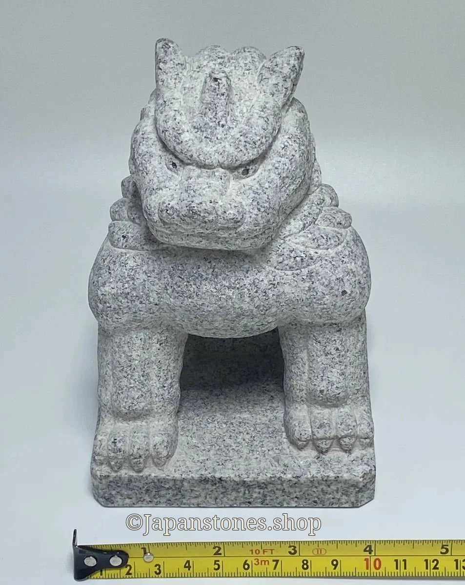 Komainu Left Guardian Lion Japanese Granite / Hanazawa Kome Stone — product photo 6 of 20