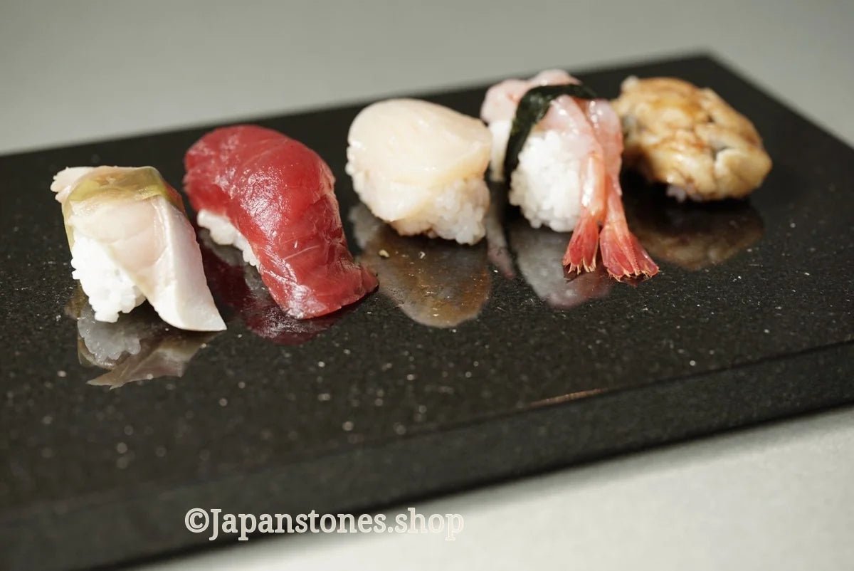 Sushi Kaiseki Sushigeta Food Plate India Granite Black Stone Japan — product photo 2 of 29