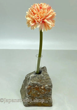 Gray Ibi Natural Stone Vase Japanese Ornament Statue