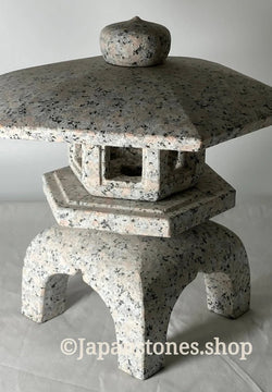 Zen Pink Gray Yukimi Stone Lantern Tourou Miniature Granite Japanese Garden Statue